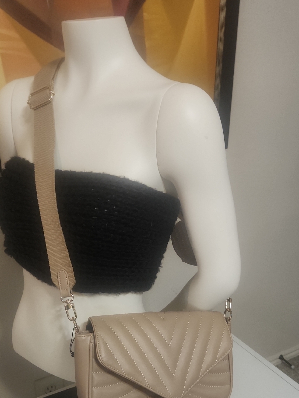 Ant Expedition Beige Quilted Crossbody Bag with Adjustable Strap